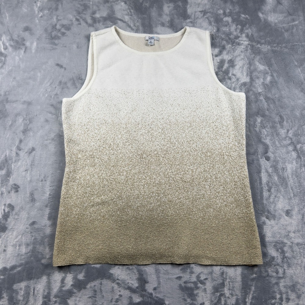 Croft & Barrow Womens XL Gold Ombre Metallic Sleeveless Knit Sweater Shell Cream